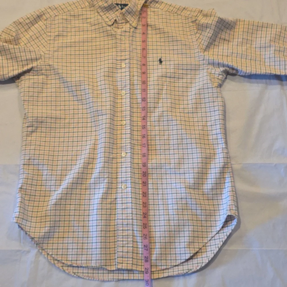 Ralph‎ Lauren Classic Fit White with Pink Green Graph Check Button-Down Shirt M